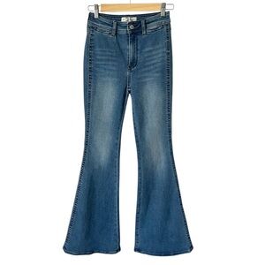 We the Free Size 25 High Waist Blue Flare Leg Boho Retro Jeans